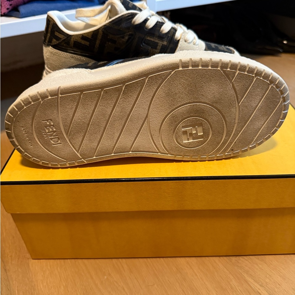 Fendi FF Tan and Black Logo Sneakers - Picture 4 of 6